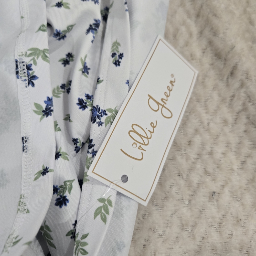Lillie Green Floral Golf Skort Skirt Shorts White Blue UPF 50+ Large NWT - Picture 9 of 11